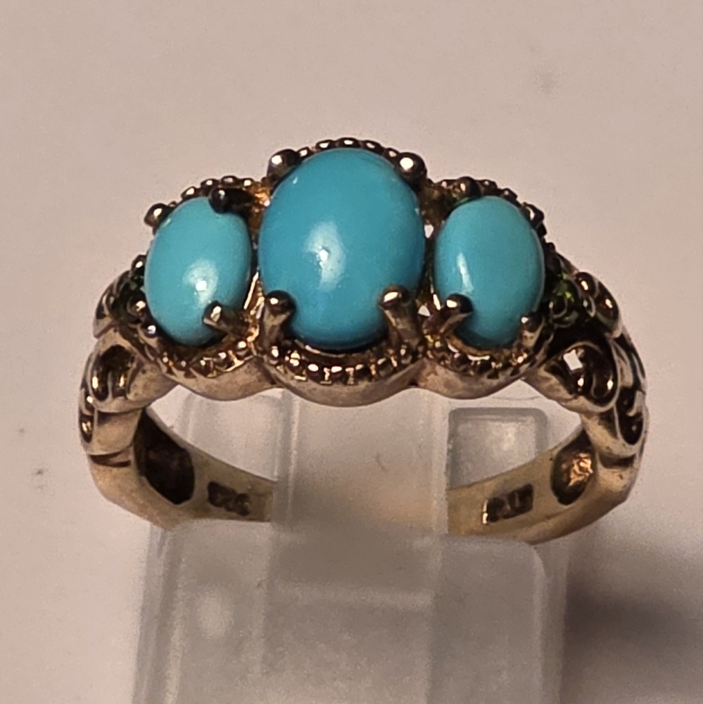 Designer Signed Estate Kingman MINED Genuine Turquoise Ring